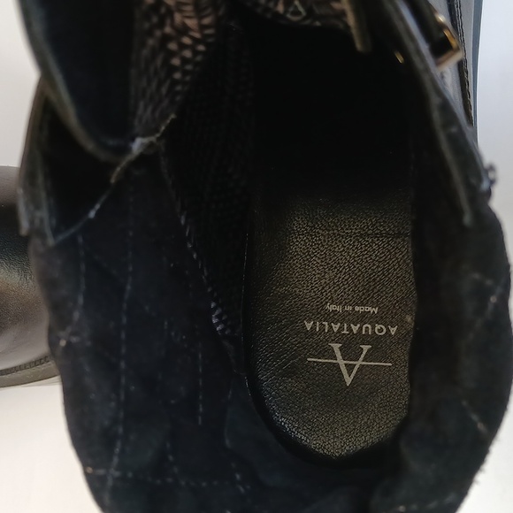 AQUATALIA Black Leather Luxery Moto Classic Boots Made In ITALY womens Sz10 - Picture 7 of 8